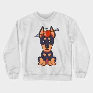 Funny Alsatian is playing william tell with an apple and arrow Crewneck Sweatshirt